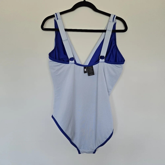 DKNY Plunging Blue Colorblocked One-Piece Swimsuit‎ Size 16 - Picture 12 of 12